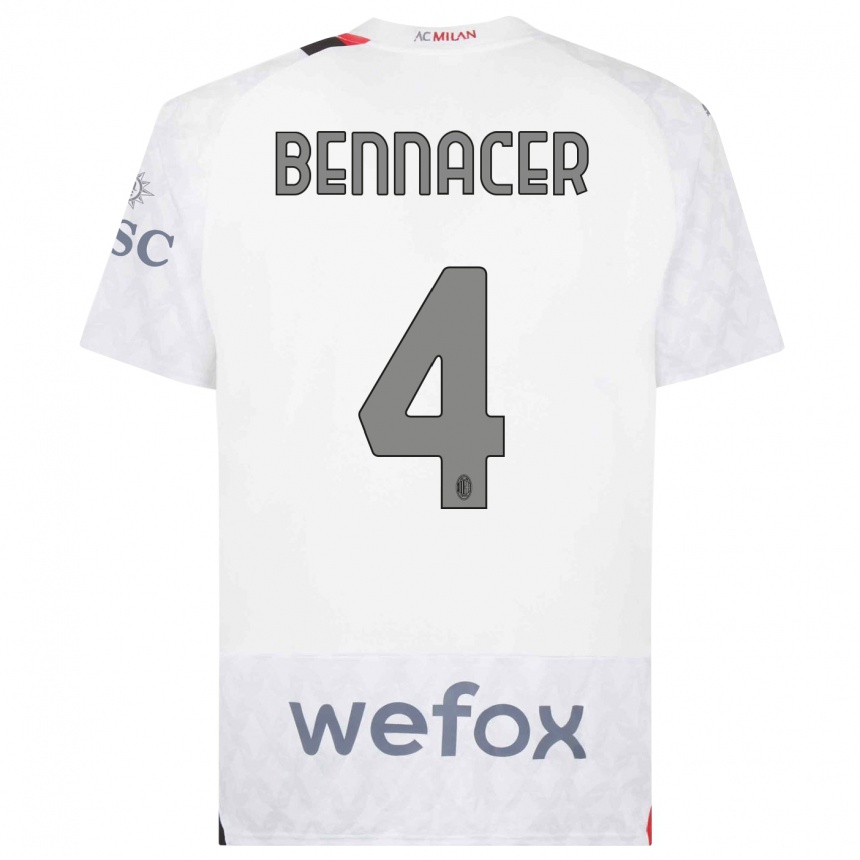 Niño Fútbol Camiseta Ismael Bennacer #4 Blanco 2ª Equipación 2023/24 México