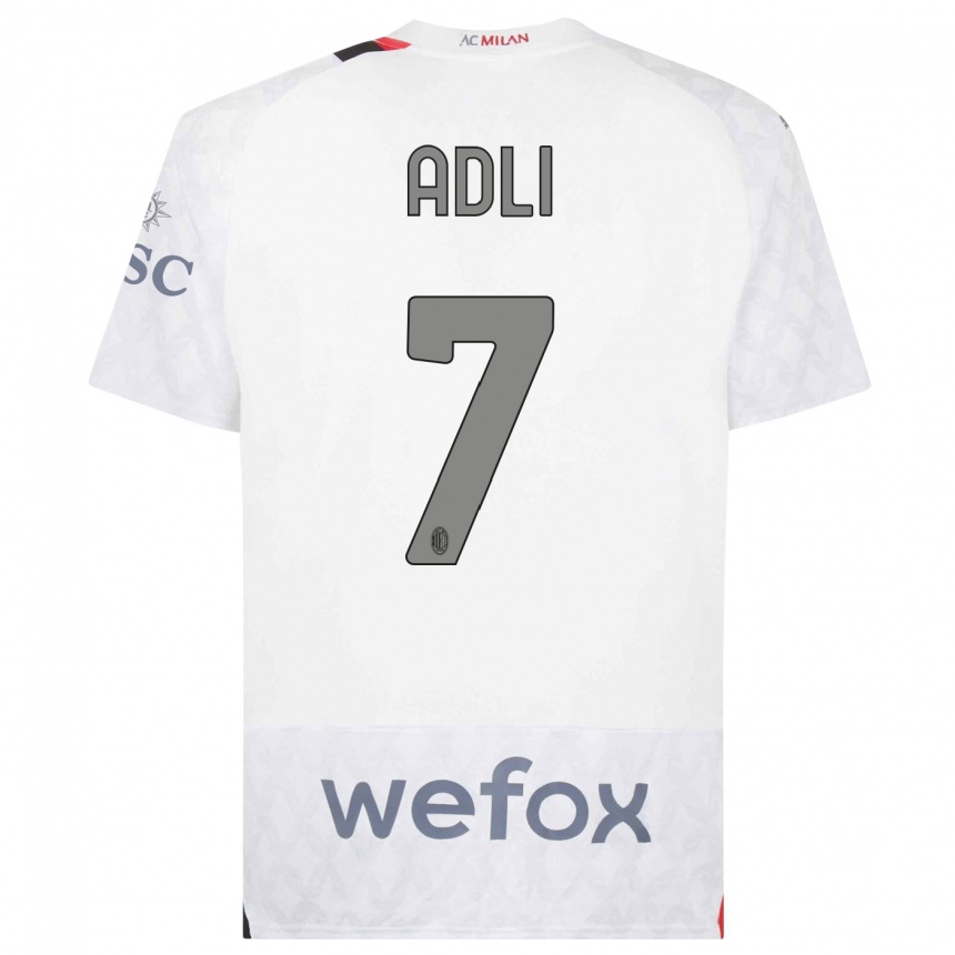 Niño Fútbol Camiseta Yacine Adli #7 Blanco 2ª Equipación 2023/24 México