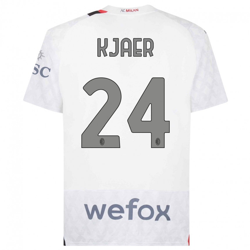 Niño Fútbol Camiseta Simon Kjaer #24 Blanco 2ª Equipación 2023/24 México