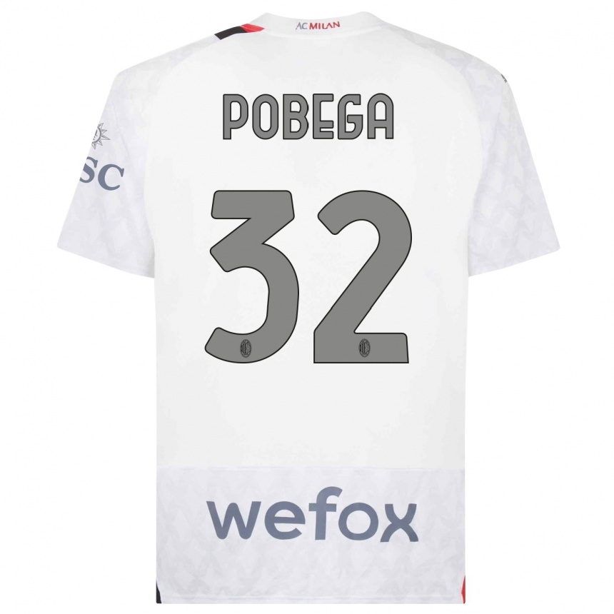 Niño Fútbol Camiseta Tommaso Pobega #32 Blanco 2ª Equipación 2023/24 México