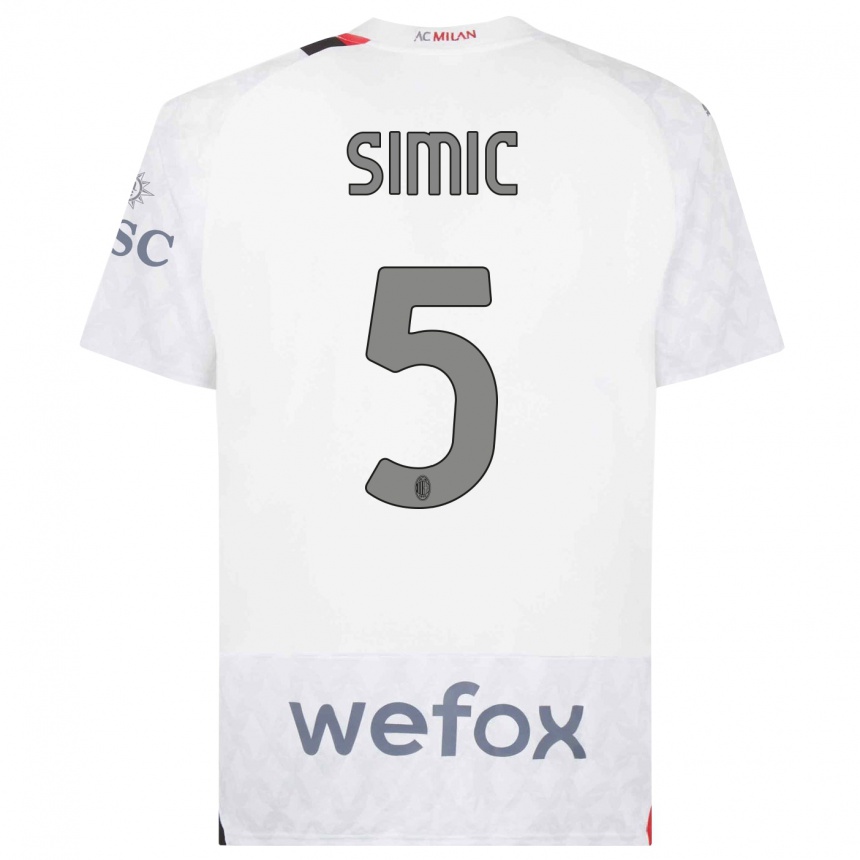 Niño Fútbol Camiseta Jan-Carlo Simic #5 Blanco 2ª Equipación 2023/24 México