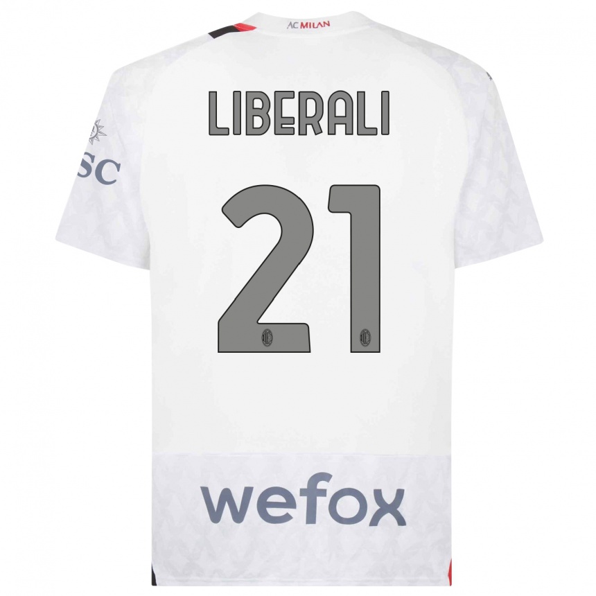 Niño Fútbol Camiseta Mattia Liberali #21 Blanco 2ª Equipación 2023/24 México