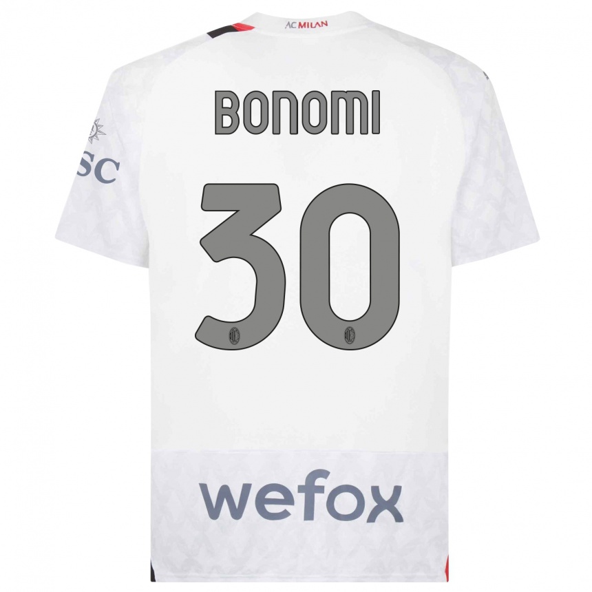 Niño Fútbol Camiseta Alessandro Bonomi #30 Blanco 2ª Equipación 2023/24 México