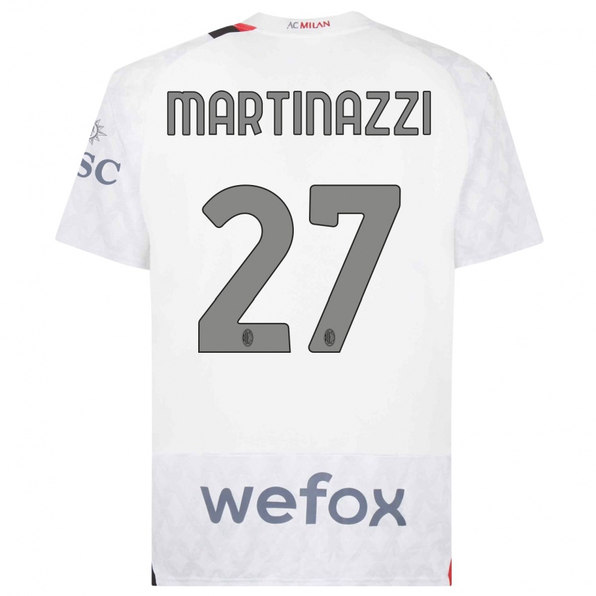 Niño Fútbol Camiseta Luca Martinazzi #27 Blanco 2ª Equipación 2023/24 México