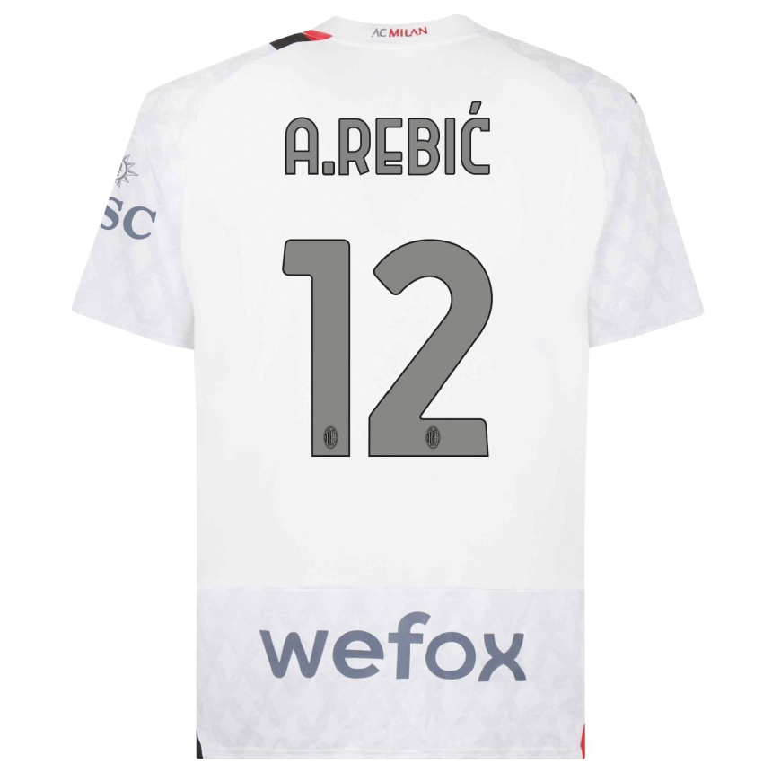 Niño Fútbol Camiseta Ante Rebic #12 Blanco 2ª Equipación 2023/24 México