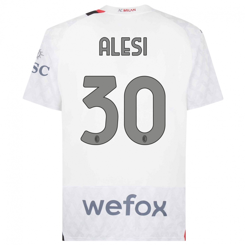 Niño Fútbol Camiseta Gabriele Alesi #30 Blanco 2ª Equipación 2023/24 México