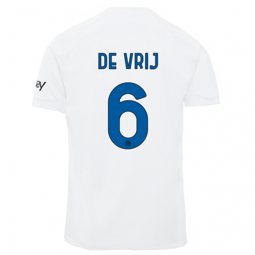 Niño Fútbol Camiseta Stefan De Vrij #6 Blanco 2ª Equipación 2023/24 México