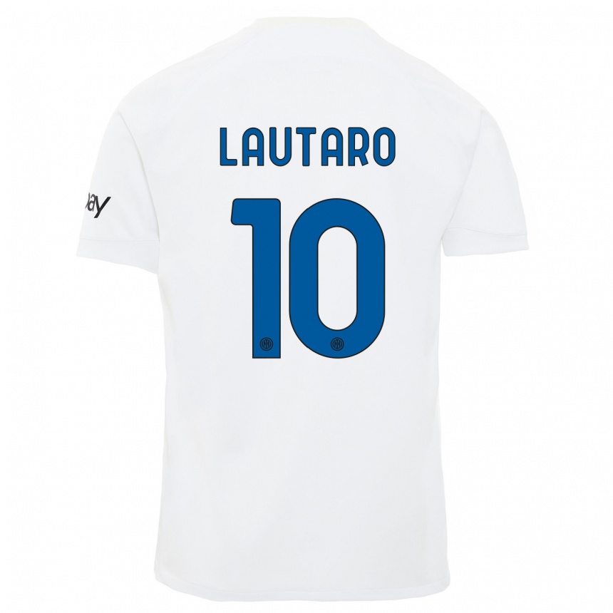 Niño Fútbol Camiseta Lautaro Martinez #10 Blanco 2ª Equipación 2023/24 México