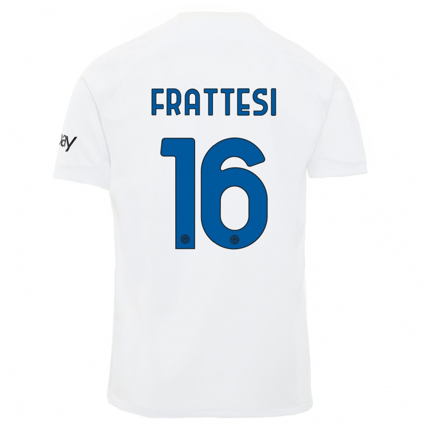 Niño Fútbol Camiseta Davide Frattesi #16 Blanco 2ª Equipación 2023/24 México