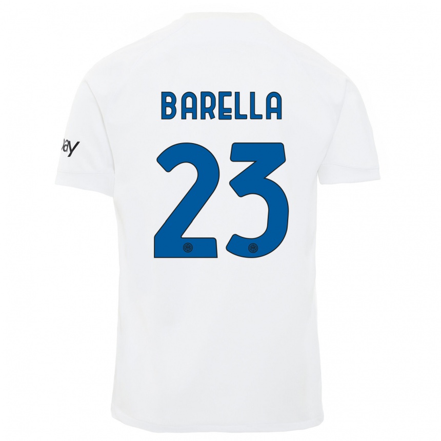 Niño Fútbol Camiseta Nicolo Barella #23 Blanco 2ª Equipación 2023/24 México