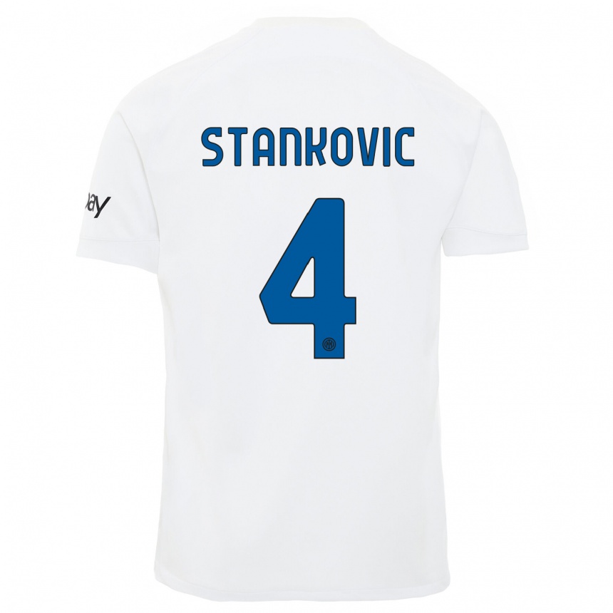 Niño Fútbol Camiseta Aleksandar Stankovic #4 Blanco 2ª Equipación 2023/24 México