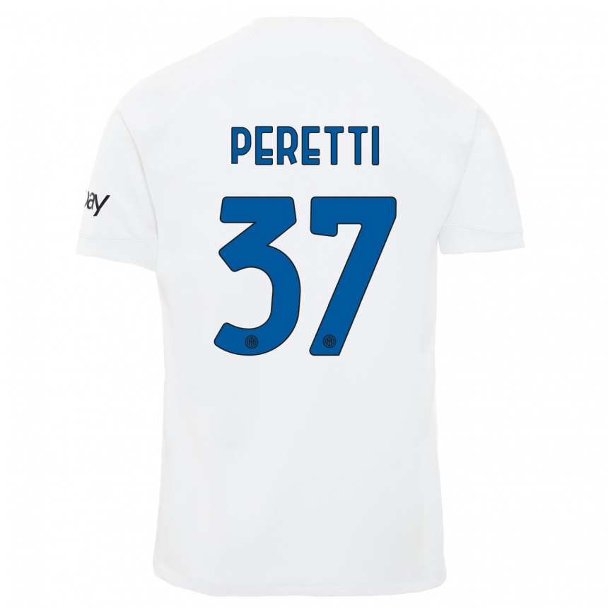 Niño Fútbol Camiseta Lorenzo Peretti #37 Blanco 2ª Equipación 2023/24 México