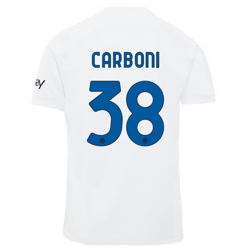 Niño Fútbol Camiseta Valentin Carboni #38 Blanco 2ª Equipación 2023/24 México