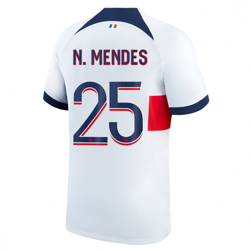 Niño Fútbol Camiseta Nuno Mendes #25 Blanco 2ª Equipación 2023/24 México