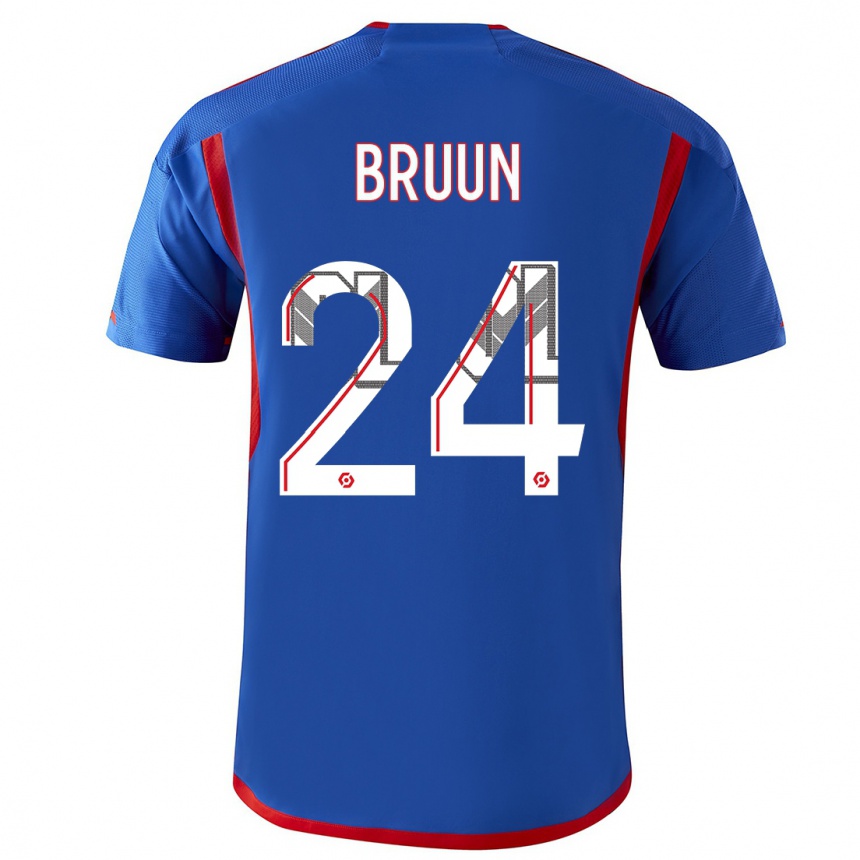 Niño Fútbol Camiseta Signe Bruun #24 Azul Rojo 2ª Equipación 2023/24 México