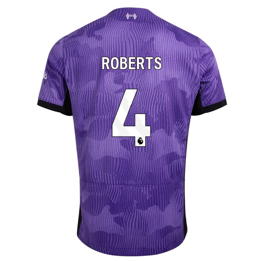 Niño Fútbol Camiseta Rhiannon Roberts #4 Púrpura Equipación Tercera 2023/24 México