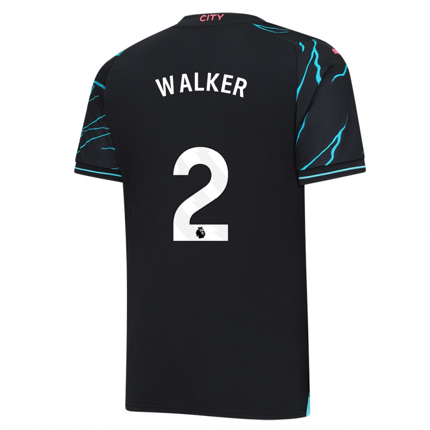 Niño Fútbol Camiseta Kyle Walker #2 Azul Oscuro Equipación Tercera 2023/24 México