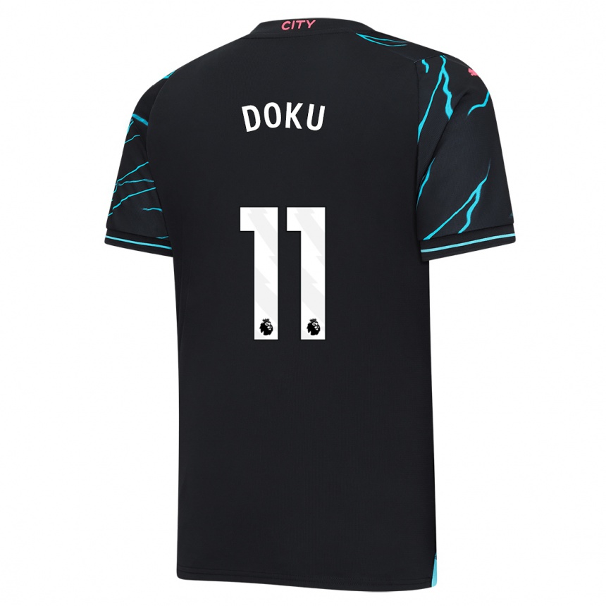 Niño Fútbol Camiseta Jérémy Doku #11 Azul Oscuro Equipación Tercera 2023/24 México