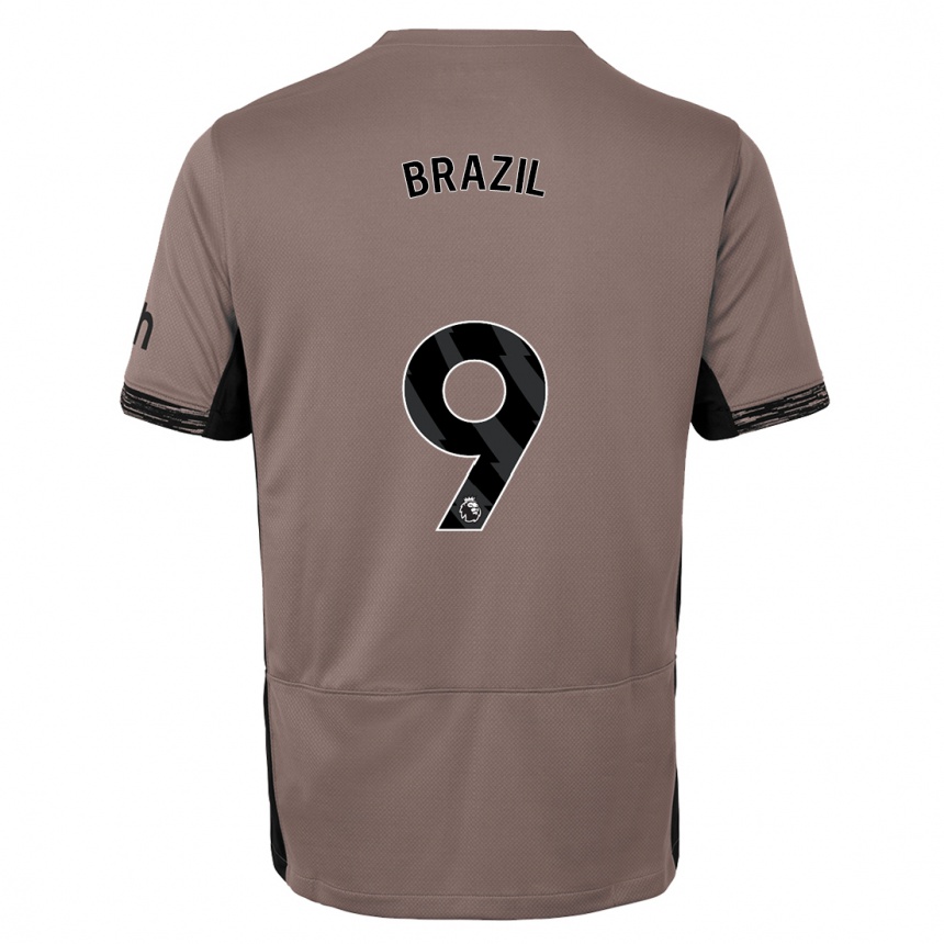 Niño Fútbol Camiseta Ellie Brazil #9 Beige Obscuro Equipación Tercera 2023/24 México