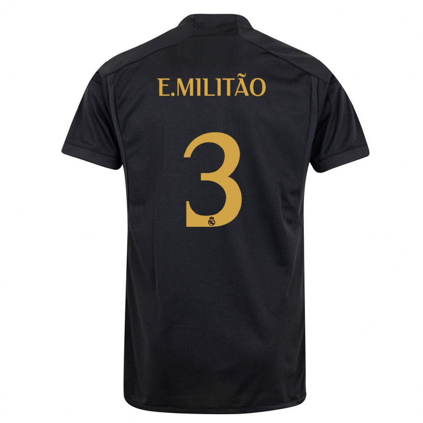 Niño Fútbol Camiseta Eder Militao #3 Negro Equipación Tercera 2023/24 México