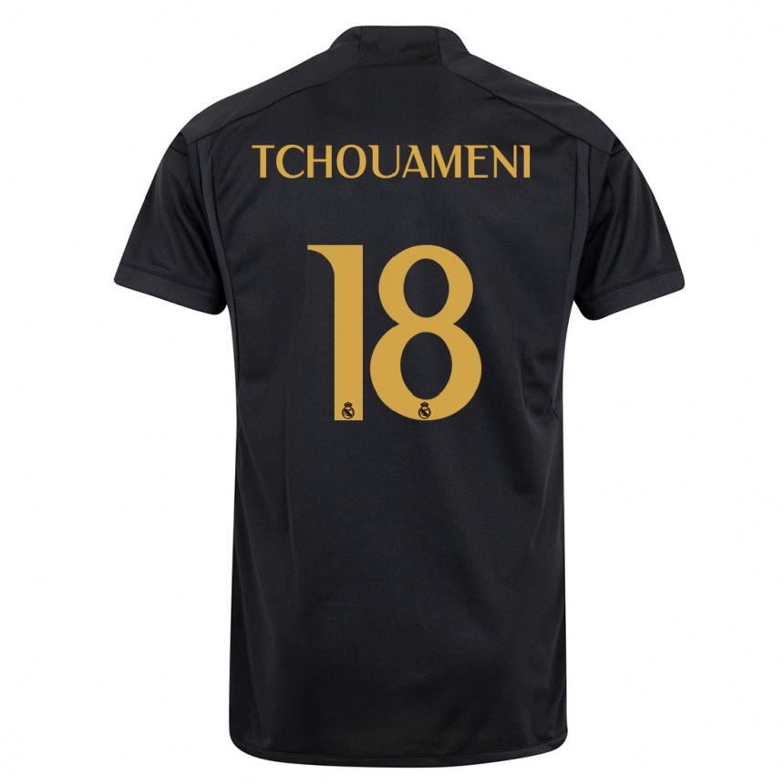 Niño Fútbol Camiseta Aurelien Tchouameni #18 Negro Equipación Tercera 2023/24 México