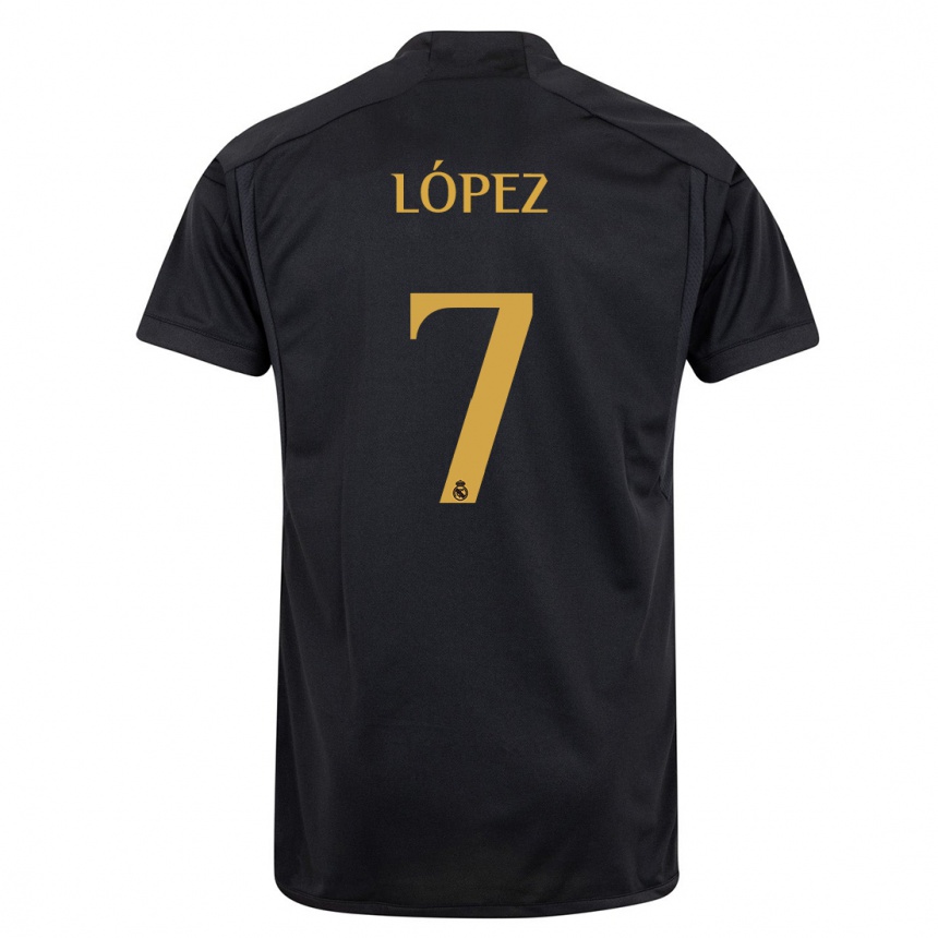 Niño Fútbol Camiseta Noel López #7 Negro Equipación Tercera 2023/24 México