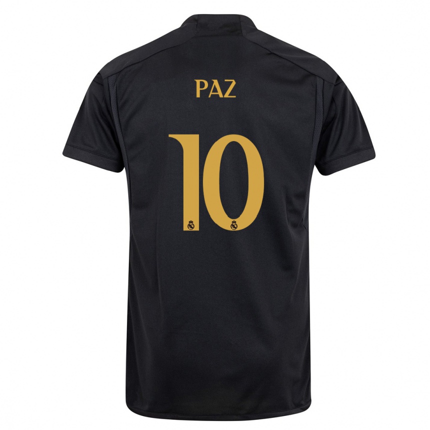 Niño Fútbol Camiseta Nico Paz #10 Negro Equipación Tercera 2023/24 México