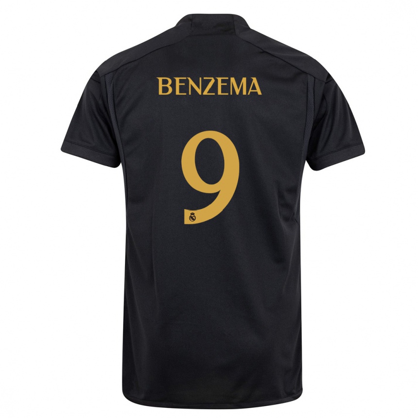 Niño Fútbol Camiseta Karim Benzema #9 Negro Equipación Tercera 2023/24 México