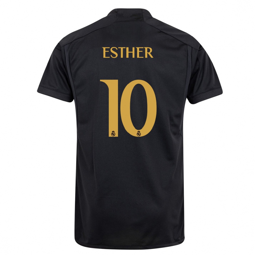 Niño Fútbol Camiseta Esther Gonzalez #10 Negro Equipación Tercera 2023/24 México