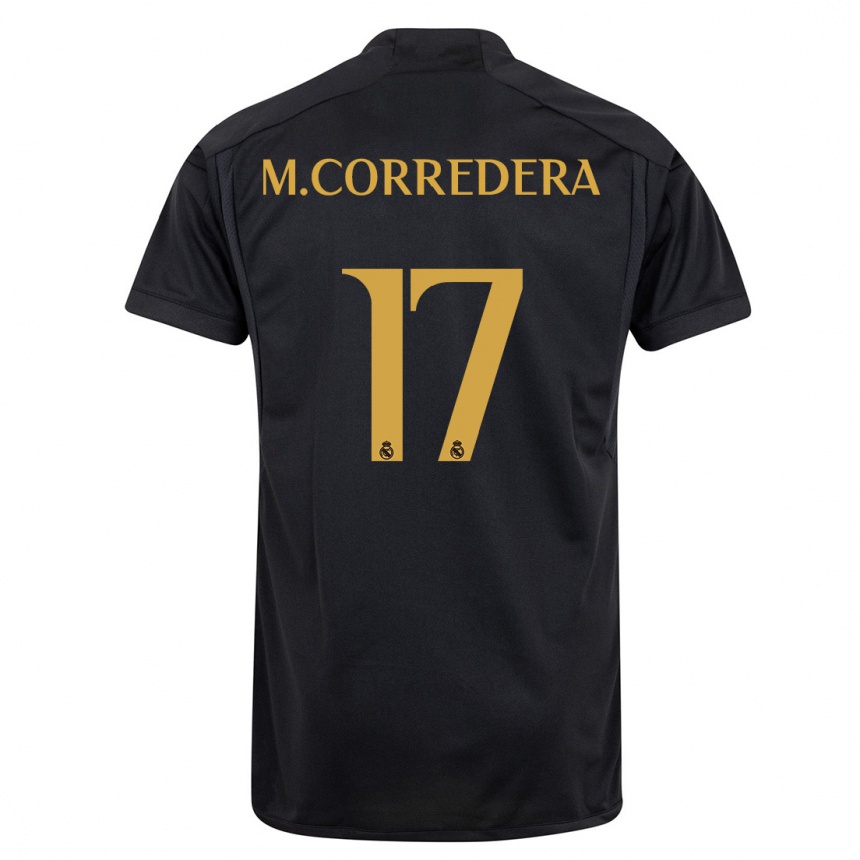 Niño Fútbol Camiseta Marta Corredera #17 Negro Equipación Tercera 2023/24 México