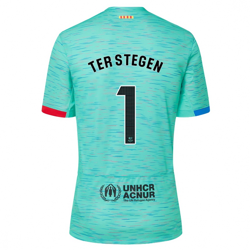 Niño Fútbol Camiseta Marc-Andre Ter Stegen #1 Aguamarina Clara Equipación Tercera 2023/24 México