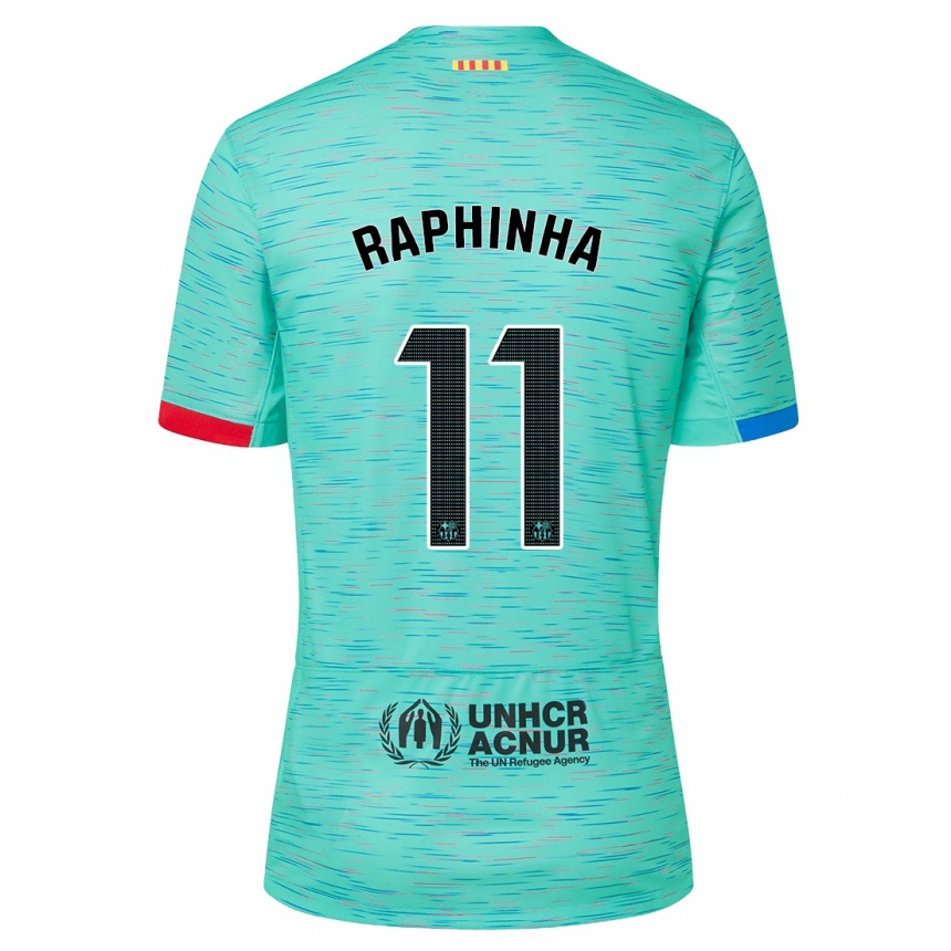 Niño Fútbol Camiseta Raphinha #11 Aguamarina Clara Equipación Tercera 2023/24 México