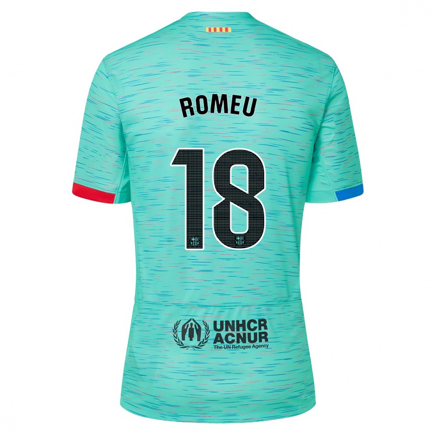 Niño Fútbol Camiseta Oriol Romeu #18 Aguamarina Clara Equipación Tercera 2023/24 México