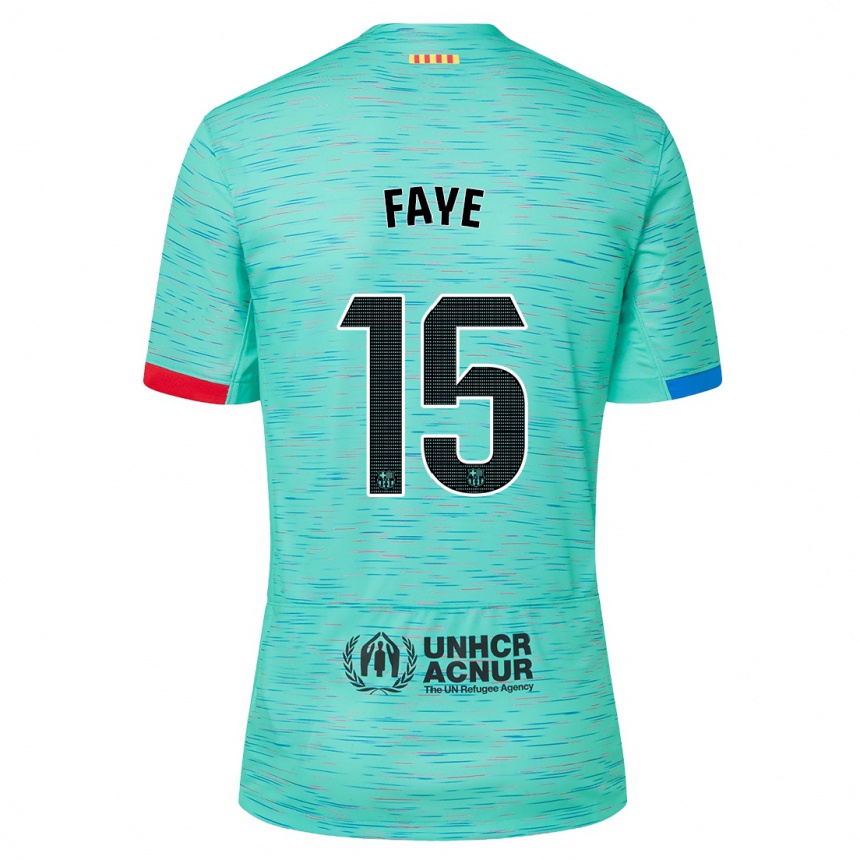 Niño Fútbol Camiseta Mikayil Faye #15 Aguamarina Clara Equipación Tercera 2023/24 México