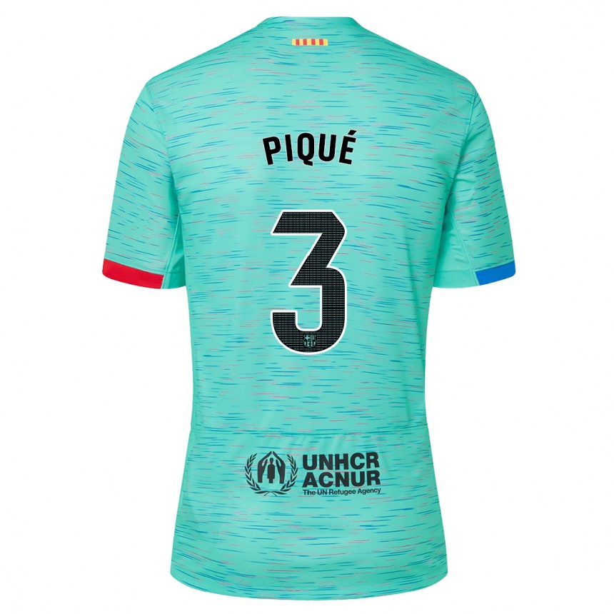 Niño Fútbol Camiseta Gerard Pique #3 Aguamarina Clara Equipación Tercera 2023/24 México