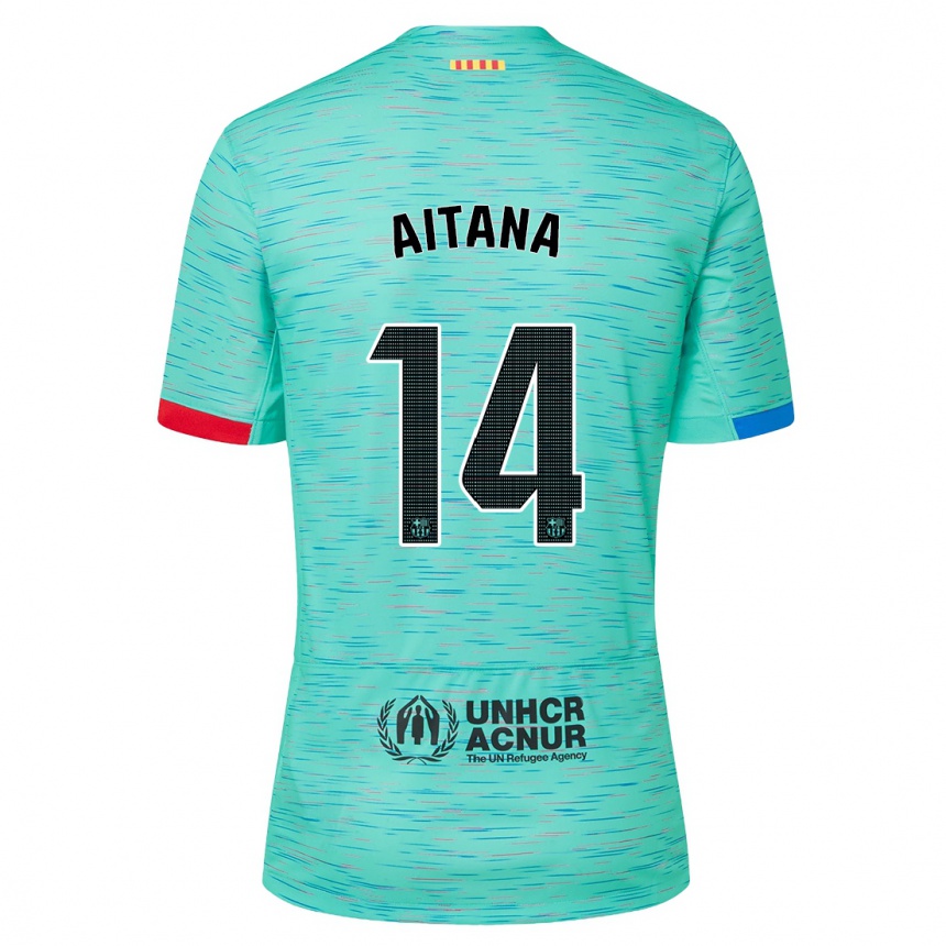 Niño Fútbol Camiseta Aitana Bonmati #14 Aguamarina Clara Equipación Tercera 2023/24 México