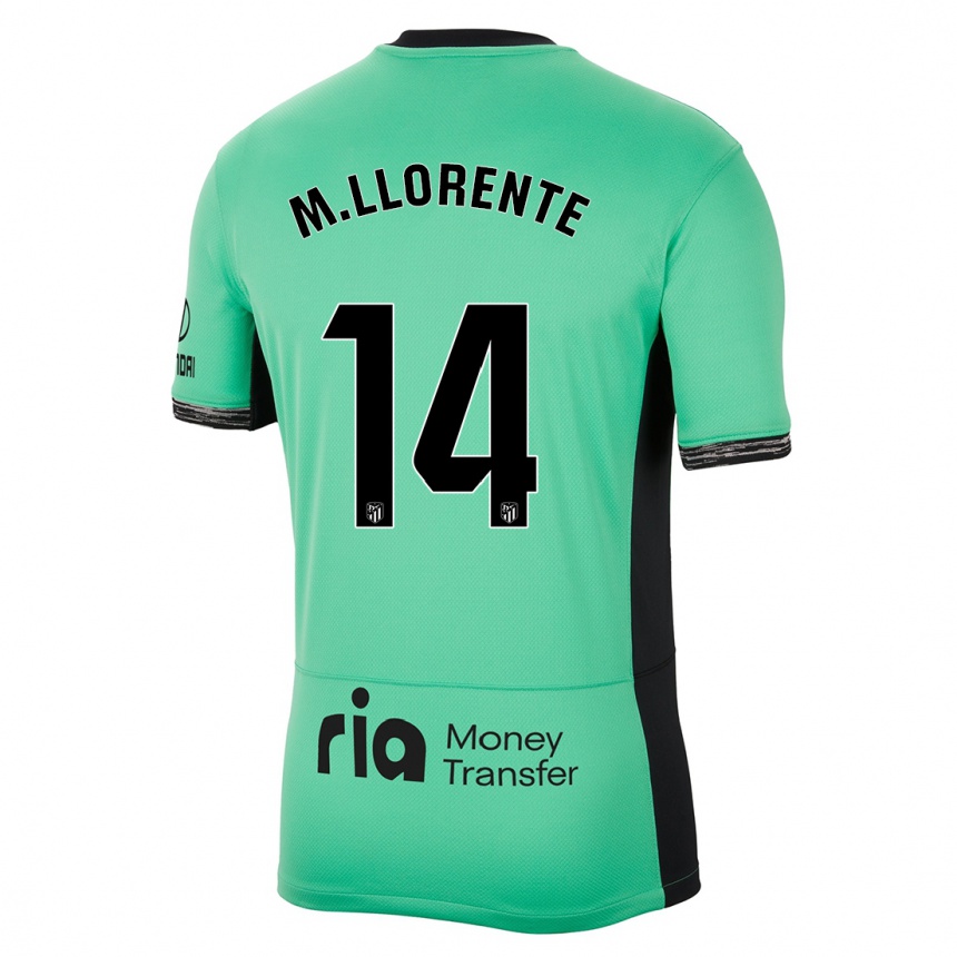 Niño Fútbol Camiseta Marcos Llorente #14 Primavera Verde Equipación Tercera 2023/24 México