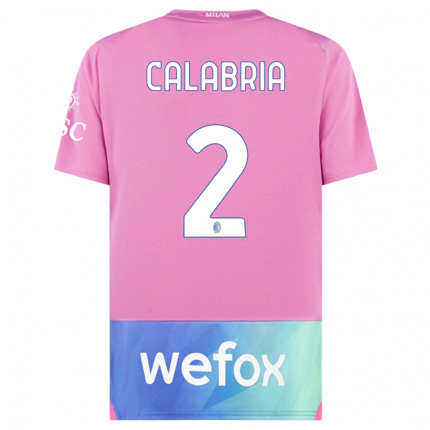 Niño Fútbol Camiseta Davide Calabria #2 Rosado Morado Equipación Tercera 2023/24 México