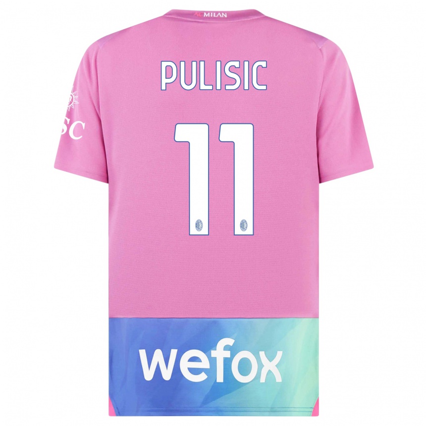 Niño Fútbol Camiseta Christian Pulisic #11 Rosado Morado Equipación Tercera 2023/24 México