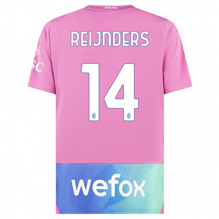 Niño Fútbol Camiseta Tijjani Reijnders #14 Rosado Morado Equipación Tercera 2023/24 México