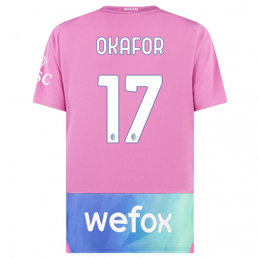 Niño Fútbol Camiseta Noah Okafor #17 Rosado Morado Equipación Tercera 2023/24 México