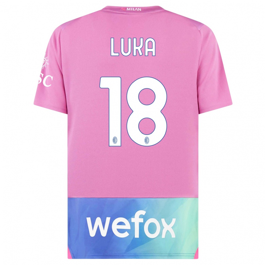 Niño Fútbol Camiseta Luka Romero #18 Rosado Morado Equipación Tercera 2023/24 México