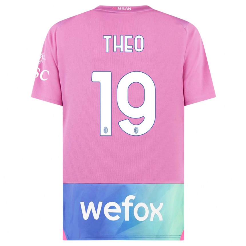 Niño Fútbol Camiseta Theo Hernandez #19 Rosado Morado Equipación Tercera 2023/24 México