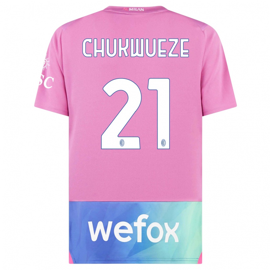 Niño Fútbol Camiseta Samuel Chukwueze #21 Rosado Morado Equipación Tercera 2023/24 México