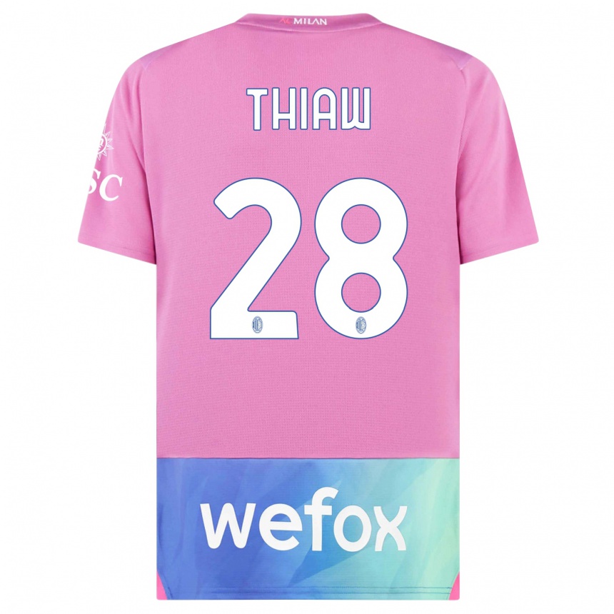 Niño Fútbol Camiseta Malick Thiaw #28 Rosado Morado Equipación Tercera 2023/24 México