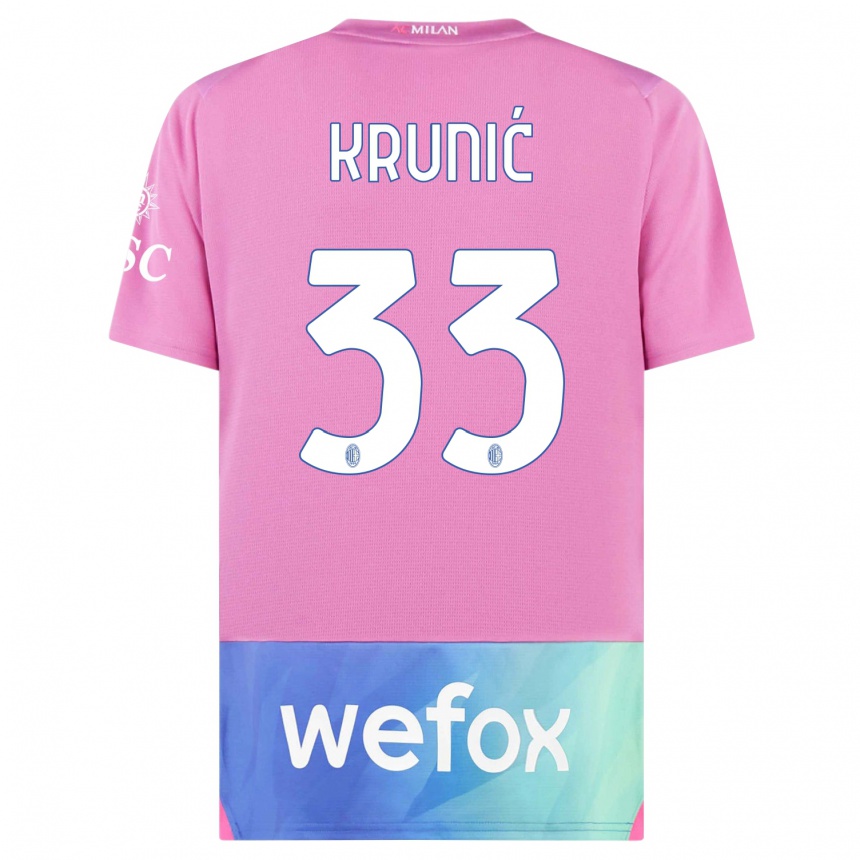 Niño Fútbol Camiseta Rade Krunic #33 Rosado Morado Equipación Tercera 2023/24 México