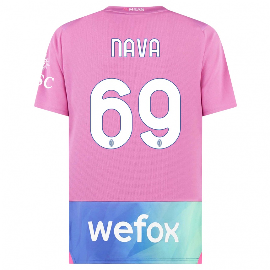 Niño Fútbol Camiseta Lapo Nava #69 Rosado Morado Equipación Tercera 2023/24 México