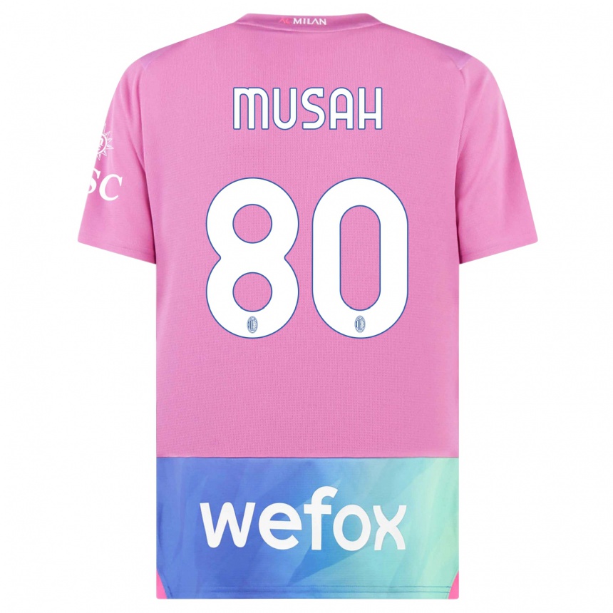 Niño Fútbol Camiseta Yunus Musah #80 Rosado Morado Equipación Tercera 2023/24 México