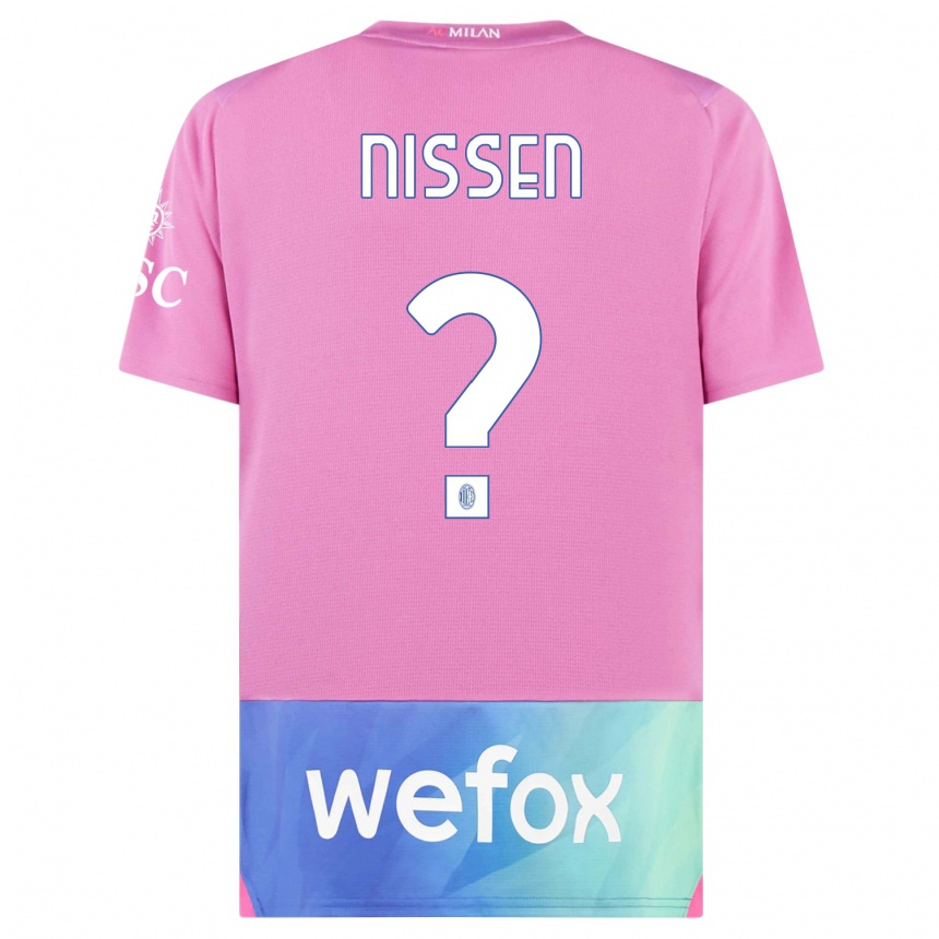 Niño Fútbol Camiseta Fredrik Nissen #0 Rosado Morado Equipación Tercera 2023/24 México