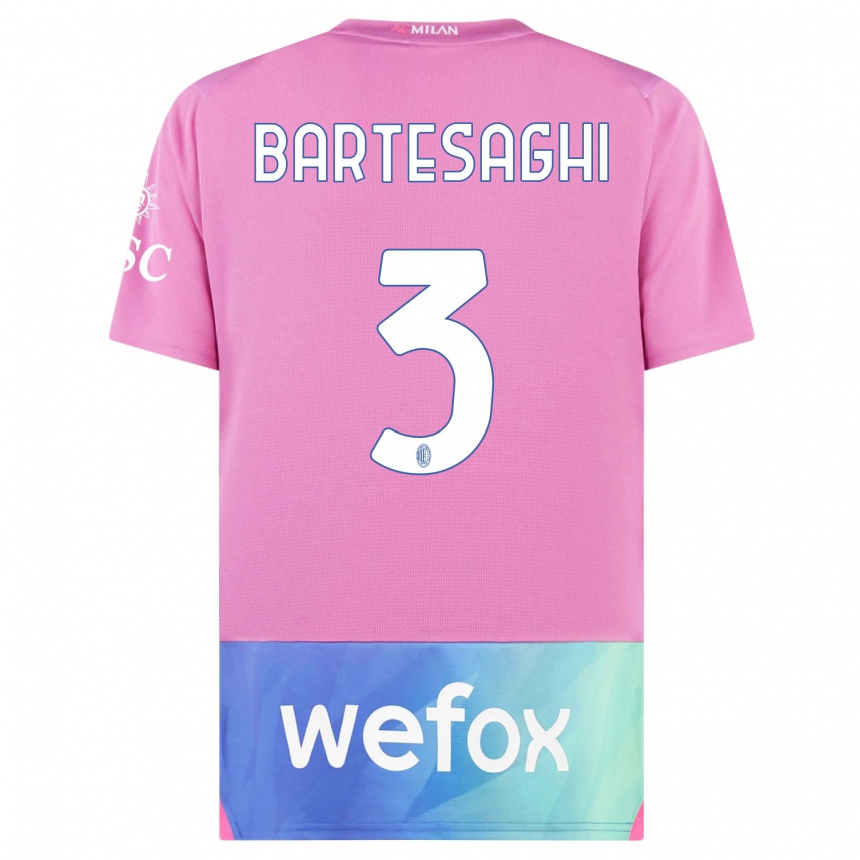 Niño Fútbol Camiseta Davide Bartesaghi #3 Rosado Morado Equipación Tercera 2023/24 México